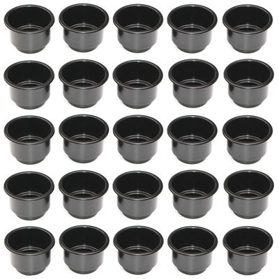 3 5/8 Black Jumbo Cup Boat RV Car Truck Poker Pool Table Sofa Inserts Large Size - 25 Pack (25)