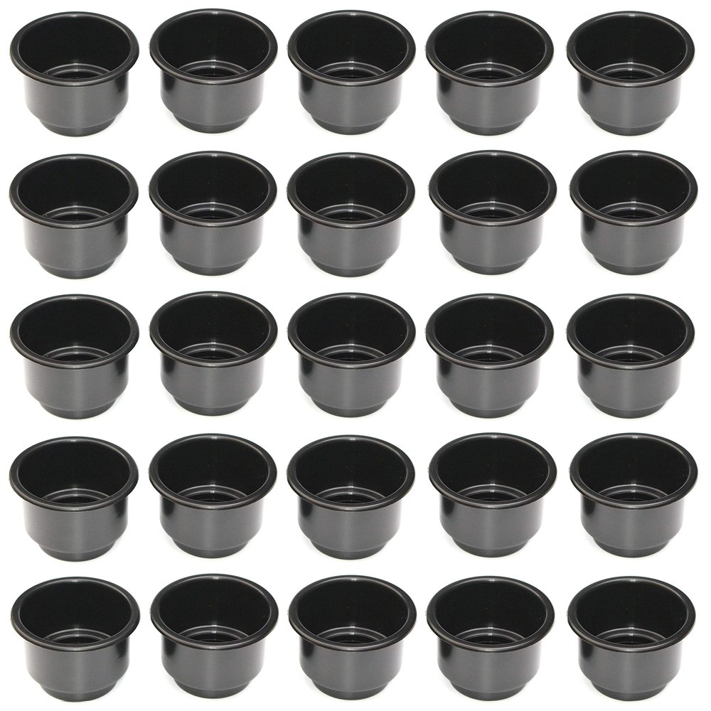 3 5/8 Black Jumbo Cup Boat RV Car Truck Poker Pool Table Sofa Inserts Large Size - 25 Pack (25)