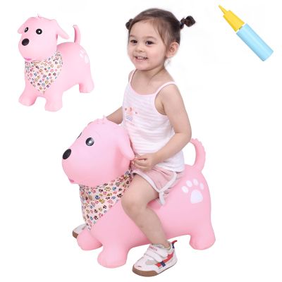 INPANY Bouncy Dog Hopper for Toddlers-Hopping/Bouncing/Bounce Hoppers, Jumping Toys, Inflatable Ride-on Animal Toy for Kids/Boys/Girls 2, 3, 4, 5 Years Old Gifts(Pump Included)