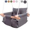 CaTeam - Canvas Baby Swing, Wooden Hanging Swing Seat Chair with Safety Belt, Durable Baby Swing Chair, Outdoor and Indoor Swing for Kids, Mounting Hardware Included, Dark Gray view 1