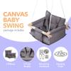 CaTeam - Canvas Baby Swing, Wooden Hanging Swing Seat Chair with Safety Belt, Durable Baby Swing Chair, Outdoor and Indoor Swing for Kids, Mounting Hardware Included, Dark Gray view 3