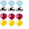 12 new BALLOONS fun FARM clouds COW print FARM barn TOY old MACDONALD story NURSERY rhyme primary BRIGHT party BIRTHDAY any OCCASION decor TIE TO GIFT favors FUN vhtf view 1