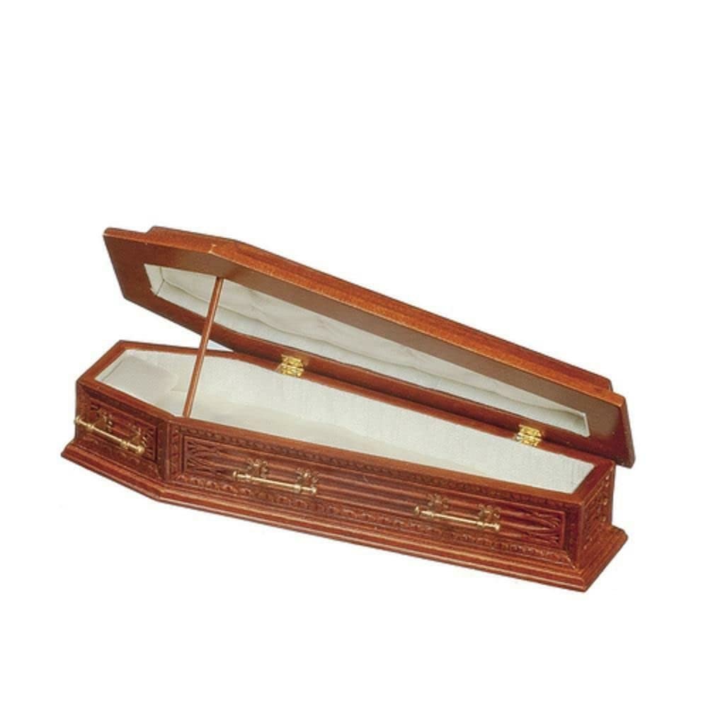 Melody Jane Dolls Houses Dollhouse Walnut Coffin JBM Miniature Church Funeral Halloween Accessory 1:12