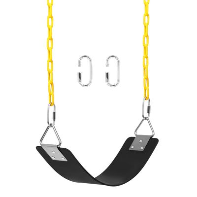 AGPTEK Swing Set, Seat with 66 Inch Anti-Rust Chains Thermoplastic Coated, Support 250lb, Cushion Accessories Replacement with Snap Hooks for Outdoors, Playground, Jungle & Gym - Black
