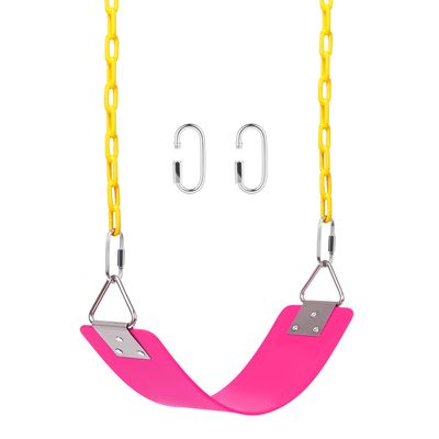 AGPTEK Swing Set, Seat with 66 Inch Anti-Rust Chains Thermoplastic Coated, Support 250lb, Cushion Accessories Replacement with Snap Hooks for Outdoors, Playground, Jungle & Gym - Pink