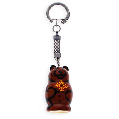 BestPysanky Brown Bear Wooden Key Chains 4 Inches