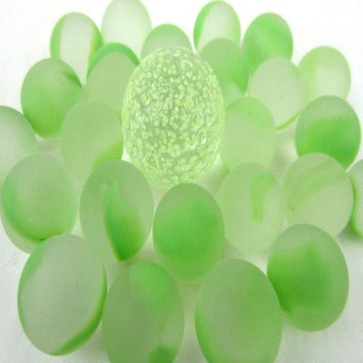 Big Game Toys~25 Glass Marbles Moon Glow Green/Yellow Speckled Classic Style Game Pack (24 Player, 1 Glow in The Dark Shooter) Decor/Vase Filler/Aquarium Shooter Patch MIB