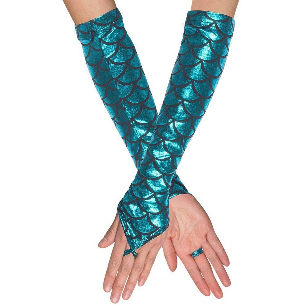 Boland 51027 Mermaid Gloves for Adults, One Size, Scale Pattern, Underwater World, Accessory, Theme Party, Carnival