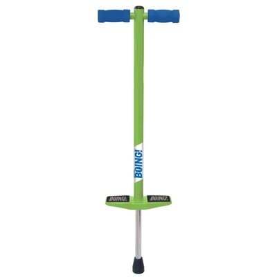 Geospace Jumparoo BOING! JR. Steel POGO STICK by Air Kicks, Small for Kids 50 to 90 Lbs - Active Play Outdoor Fun that Promotes Exercise & Balance Skills (Green)