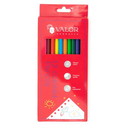 Valor Products Colored Pencils, Pre-sharpened, Back to School Supplies, 12 Assorted Colors, Pack of 144