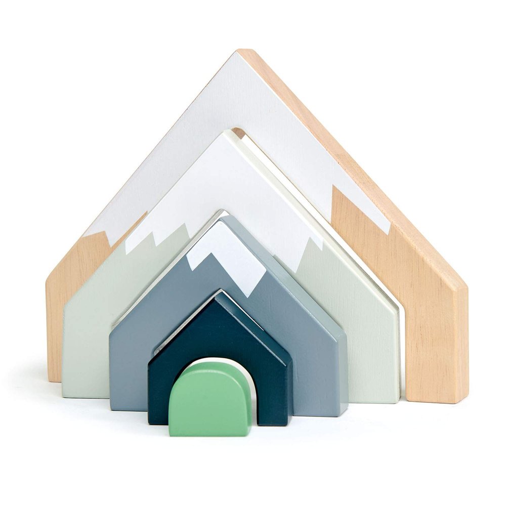 Tender Leaf Toys - Mountain Pass Stack - Stacking Train Tunnel Toy Set for Children - Develop Fine Motor Skills and Creativity for Age 3+