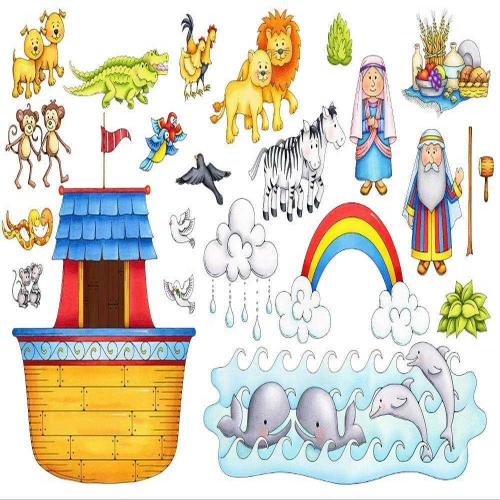 Noah's Ark Basic Felt Set for Bible Flannel Board Stories 23 Pieces Activity Pages Story Precut Figures