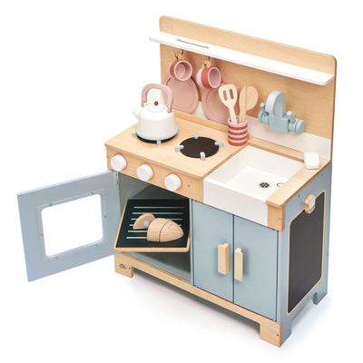 Tender Leaf Toys - Mini Chef Home Kitchen - Wooden Kitchenette Fully Equipped with Accessories for Pretend Cooking - Develops Social, Creative & Imaginative Skills - Learning Role Play - Age 3+