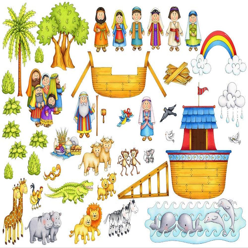 Noah's Ark Deluxe Felt Set for Bible Flannel Board Stories 44 Pieces Activity Pages Story Precut Figures