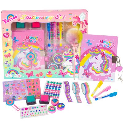 YOYTOO Unicorn Gifts for Girls 5 6 7 8 9 10-12 Years Old, Kids Unicorn Stationery Set with Secret Diary, Stamps, Pens, Journal Notebook Birthday Gifts for Little Girls
