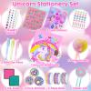 YOYTOO Unicorn Gifts for Girls 5 6 7 8 9 10-12 Years Old, Kids Unicorn Stationery Set with Secret Diary, Stamps, Pens, Journal Notebook Birthday Gifts for Little Girls view 2