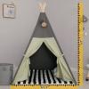 TreeBud Teepee Tent for Kids Stripe Padded Mat Foldable Dark Tone Grey Play Tents for Girl and Boy with Carry Case Wooden Pole Printing Canvas Tepee Playhouse for Child Indoor Outdoor view 3