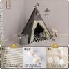 TreeBud Teepee Tent for Kids Stripe Padded Mat Foldable Dark Tone Grey Play Tents for Girl and Boy with Carry Case Wooden Pole Printing Canvas Tepee Playhouse for Child Indoor Outdoor view 4