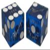 19mm Craps Dice Pair Matching Serial Numbers - Authentic Las Vegas Casino Table-Played Dice (Flamingo (Blue Polished)) view 1