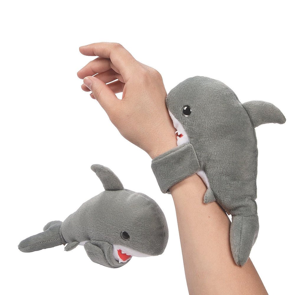 Fun Express 9" Hugging Stuffed White Shark Slap Bracelets - Fun Ocean-Themed Jewelry for Kids - Perfect for VBS, Parties, and Events - 12 Pieces