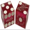 19mm Craps Dice Pair Matching Serial Numbers - Authentic Las Vegas Casino Table-Played Dice (Bally's (Purple Frosted)) view 1