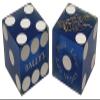 19mm Craps Dice Pair Matching Serial Numbers - Authentic Las Vegas Casino Table-Played Dice (Bally's (Blue Frosted)) view 1