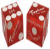 19mm Craps Dice Pair Matching Serial Numbers - Authentic Las Vegas Casino Table-Played Dice (Tropicana (Red Frosted)) view 1