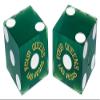19mm Craps Dice Pair Matching Serial Numbers - Authentic Las Vegas Casino Table-Played Dice (Four Queens (Green Frosted)) view 1