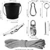FUQUN Treehouse Pulley System with Bucket Cable - Kids Playhouse & Pirate Ship Accessories for Outdoor Play, Heavy-Duty Climbing Bucket (Black) view 2