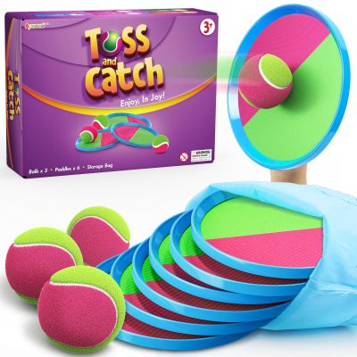 Aywewii Toss and Catch Ball Set, Boys Toys for 3 4 5 6 7 8 Year Old, Kids Sports Gifts, Outdoor Games for Backyard Camping Beach Pool Family Party, Valentines Day Gifts for Kids - 6 Paddles & 3 Balls