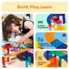 PicassoTiles 100pc Magnetic Tiles Race Track Building Set with LED Cars Adjustable Roads and Signs STEM Construction Toy Kit for Kids Educational Learning Toy for Boys and Girls Ages 3 and Up PTR100 view 2