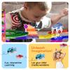 PicassoTiles 100pc Magnetic Tiles Race Track Building Set with LED Cars Adjustable Roads and Signs STEM Construction Toy Kit for Kids Educational Learning Toy for Boys and Girls Ages 3 and Up PTR100 view 3