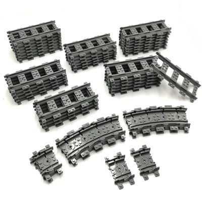 56pcs City Train Tracks Toy Straight and Flexible Train Track Railway Extension Building Set Block Toy Compatible with Major Brand (36 Straight and 20 Flexible)