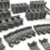 56pcs City Train Tracks Toy Straight and Flexible Train Track Railway Extension Building Set Block Toy Compatible with Major Brand (36 Straight and 20 Flexible) view 3