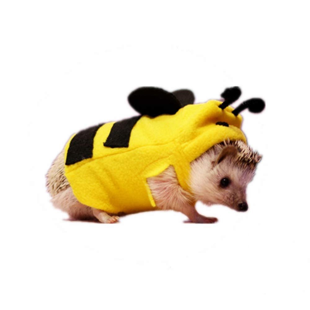Hedgehog Clothes Bee Costume Small Animal Apparel Polar Fleece Material Handmade Hedgehog Hoodie Costume Accessories Outfit for Cosplay Halloween Party Pet Supplies (XS (200-300g))