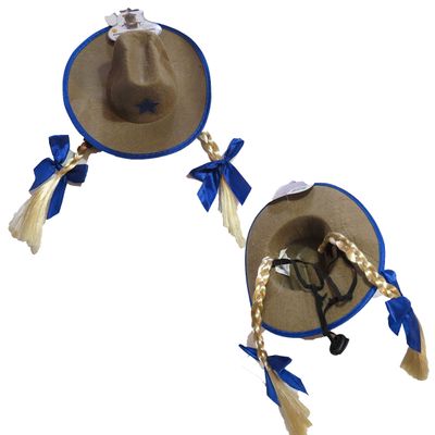 Walmart Pet Cowgirl Cowboy Hat with Blonde Braids Costume Accessory S/M