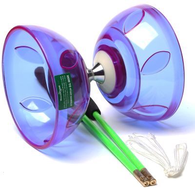 Bodyrhythm 5 Bearings Chinese Diabolo Yoyo Set with Fiberglass Sticks, Adjustable Strings for All Ages - Best for Fitness and Tricks (Purple)