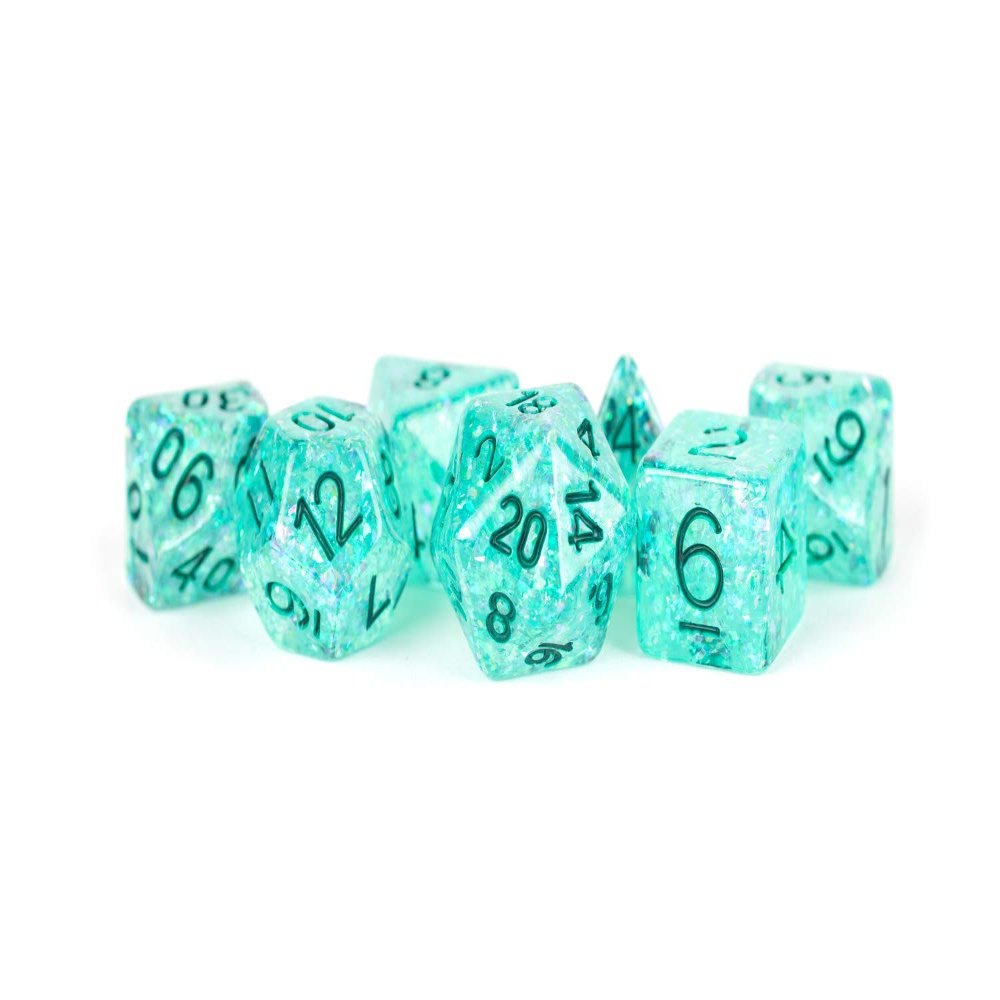 16mm Resin Flash Dice Poly Dice Set: Teal