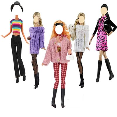 Doll Clothes, 5 Sets Outfits Spring Dresses Pants Windbreaker Hat for 11.5 inch Dolls Accessories Random Style (B)