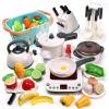 CUTE STONE Pretend Play Kitchen Toy with Cookware Steam Pressure Pot and Electronic Induction Cooktop, Cooking Utensils, Toy Cutlery, Cut Play Food, Shopping Basket Learning Toy for Girls Boys view 1