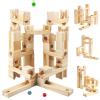 Wooden Marble Run for Kids Ages 4-8, 60 Pieces Wood Building Blocks Toys and Construction Play Set, Marble Track Maze Game STEM Learning Toys Gifts for Boys Girls (60pc Set) view 1