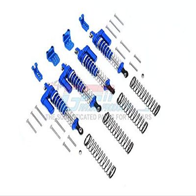 Aluminum L-Shape Piggy Back Spring Dampers 90Mm + Adjustable Damper Mount (Multiple Positioning Holes) For Traxxas Trx-4 Mercedes-Benz G500 / Ford/Blazer - 16Pc Set Blue