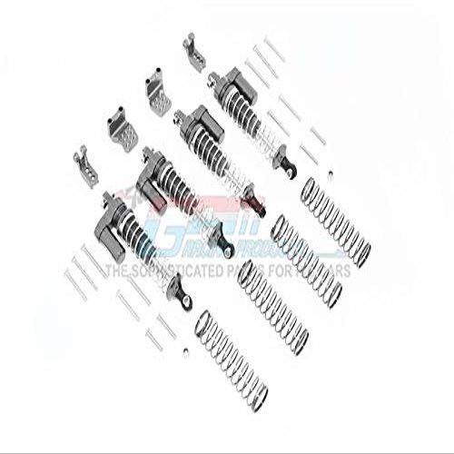 Aluminum L-Shape Piggy Back Spring Dampers 90Mm + Adjustable Damper Mount (Multiple Positioning Holes) For Traxxas Trx-4 Mercedes-Benz G500 / Ford/Blazer - 16Pc Set Gray Silver