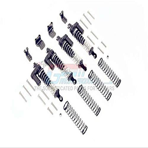 Aluminum L-Shape Piggy Back Spring Dampers 90Mm + Adjustable Damper Mount (Multiple Positioning Holes) For Traxxas Trx-4 Mercedes-Benz G500 / Ford/Blazer - 16Pc Set Black