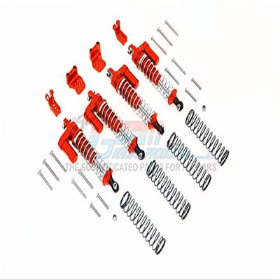 Aluminum L-Shape Piggy Back Spring Dampers 90Mm + Adjustable Damper Mount (Multiple Positioning Holes) For Traxxas Trx-4 Mercedes-Benz G500 / Ford/Blazer - 16Pc Set Orange