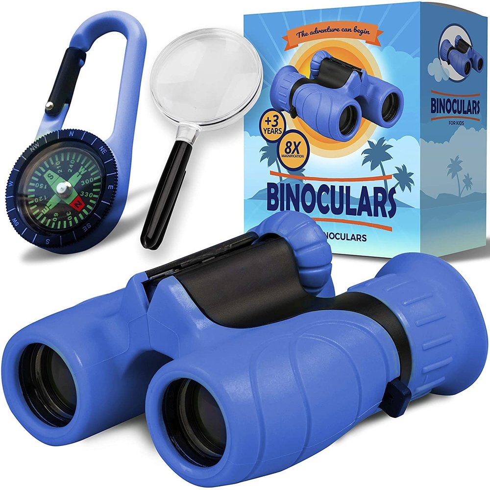 Binoculars for Kids  Perfect Toy for Little Boys and Girls  Extensive Set Incl. Magnifying Glass & Compass  Powerful Magnification 8X21  3 to 12 Year Old Kids for Toddler
