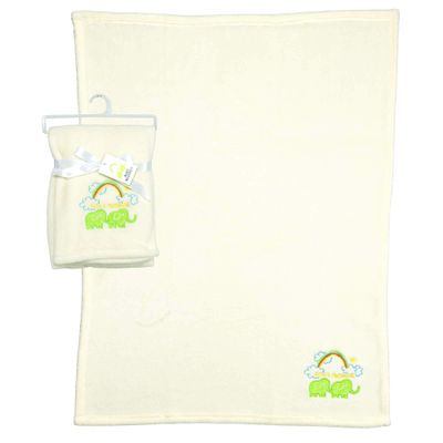 Noah's Ark Cream 39.5 x 27.5 Cozy Fleece Children's Baby Blanket