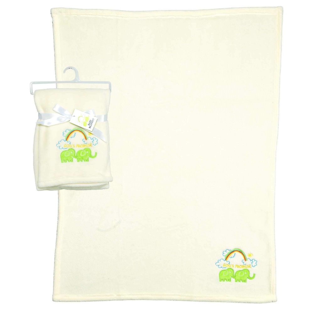 Noah's Ark Cream 39.5 x 27.5 Cozy Fleece Children's Baby Blanket