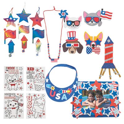 Fun Express Patriotic Craft Boredom Buster Kit - Craft Kits - 108 Pieces