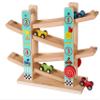 TOWO Pure Wooden Car Ramp - Zig Zag Car Slide Run with 4 Wooden Cars Playsets-Click Clack Track Toys for Toddlers -Racing Car Toys for Kids Boys Girls 2 3 4 view 4